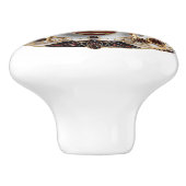 Mooi, Art Deco Goud Rood Robijnen Wit Emaille Keramische Knop (Zijkant)