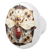 Mooi, Art Deco Goud Rood Robijnen Wit Emaille Keramische Knop (Rechts)