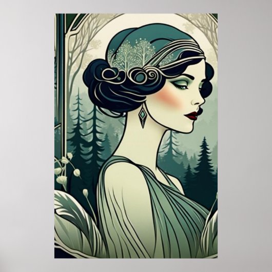 Mooi Art Deco Meisje, Flapper, 1920s IT Meisje Poster (Voorkant)
