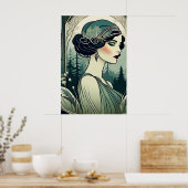 Mooi Art Deco Meisje, Flapper, 1920s IT Meisje Poster (Keuken)