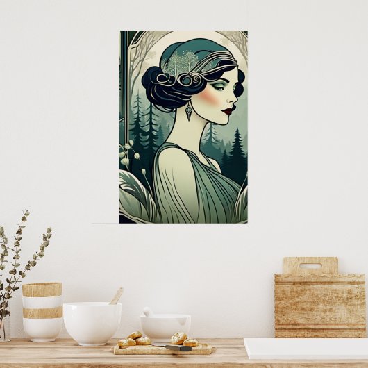 Mooi Art Deco Meisje, Flapper, 1920s IT Meisje Poster (Keuken)