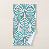 Mooi, art deco, nouveau, sjabloon, blauwgroen, wit handdoek (Handdoek)