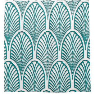 Mooi, art deco, nouveau, sjabloon, wintertaling, douchegordijn