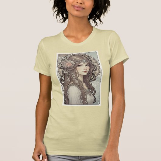Mooi Art Nouveau geïnspireerd portret van een vrou T-shirt (Voorkant)