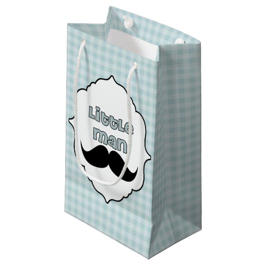 Mooi Baby shower Little Man Mustache Klein Cadeauzakje (Voorkant Gekanteld)