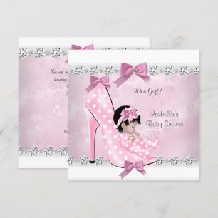 Mooi baby shower meisje roze diamant hoge hak D Kaart