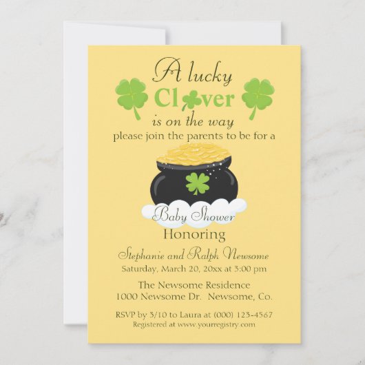 Mooi Baby shower St. Patrick's Theme Kaart (Voorkant)