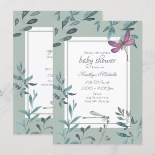 Mooi Baby shower van Dragonfly Garden Greenery Kaart