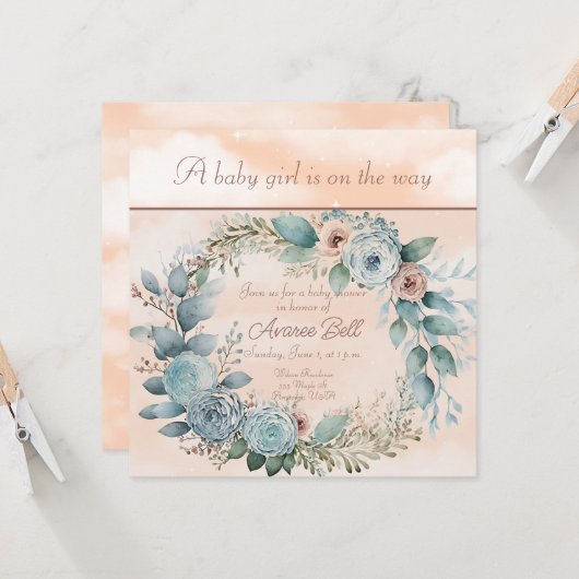 Mooi Baby shower voor meisjes (Voorkant / Achterkant in situ)