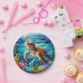 Mooi Baby Zee schildpad zwemmen Papieren Bordje (Feest)