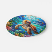 Mooi Baby Zee schildpad zwemmen Papieren Bordje (Gekanteld)