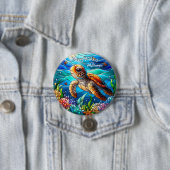 Mooi Baby Zee schildpad zwemmen Ronde Button 7,6 Cm (In situ)