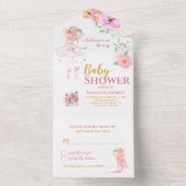 Mooi Ballerina Het is een meisje Baby shower All In One Uitnodiging (Binnen)