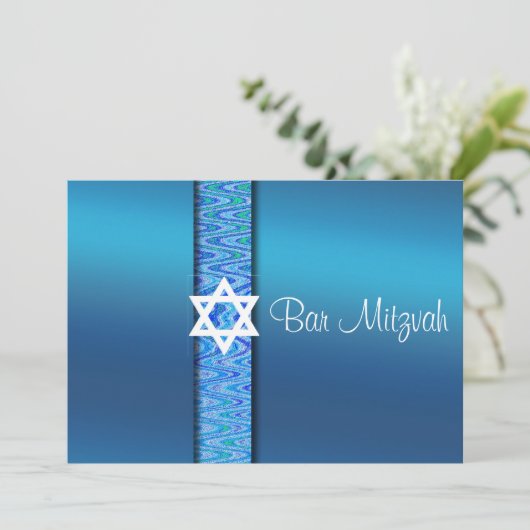 Mooi, Bar Mitswa uitnodiging, Davidster Kaart (Staand voorkant)