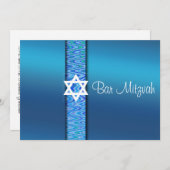 Mooi, Bar Mitswa uitnodiging, Davidster Kaart (Voorkant / Achterkant)