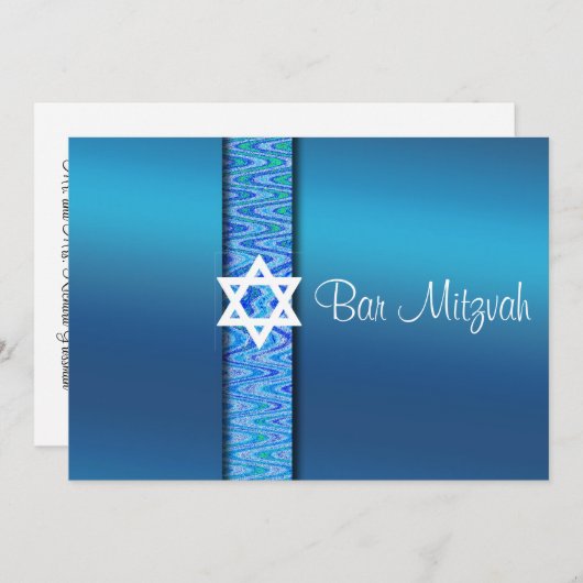 Mooi, Bar Mitswa uitnodiging, Davidster Kaart (Voorkant / Achterkant)