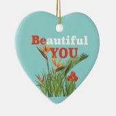 Mooi Be You Monogram Sinaasappel Tuin Bloemen Keramisch Ornament (Rechts)