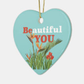 Mooi Be You Monogram Sinaasappel Tuin Bloemen Keramisch Ornament (Links)