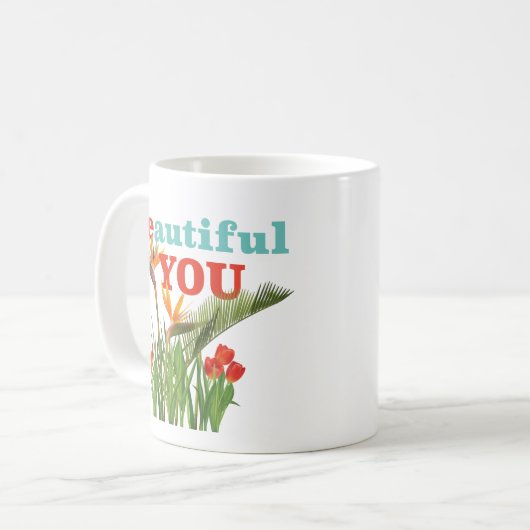Mooi Be You Monogram Sinaasappel Tuin Bloemen Koffiemok (Voorkant links)