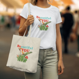 Mooi Be You Monogram Sinaasappel Tuin Bloemen Tote Bag