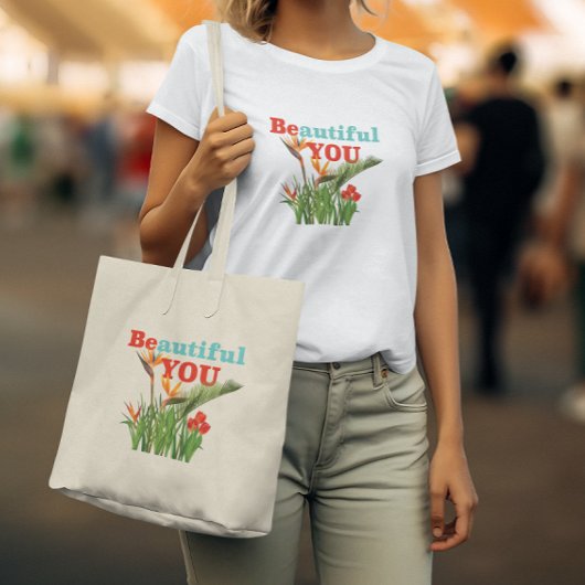 Mooi Be You Monogram Sinaasappel Tuin Bloemen Tote Bag