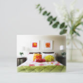 Mooi bed en slaapkamer briefkaart (Staand voorkant)