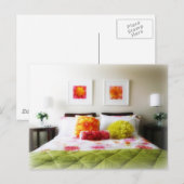 Mooi bed en slaapkamer briefkaart (Voorkant / Achterkant)