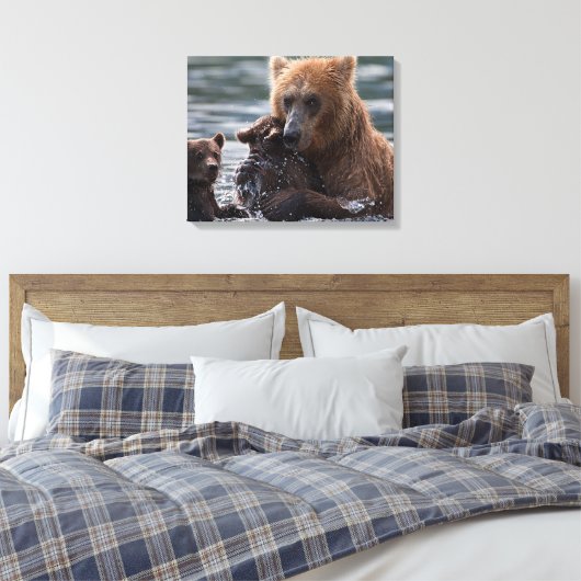 Mooi Beer en haar kubussen Canvas Afdruk (Insitu (Slaapkamer))