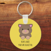 Mooi Beer Gele Cute Funny Sleutelhanger (Voorkant)