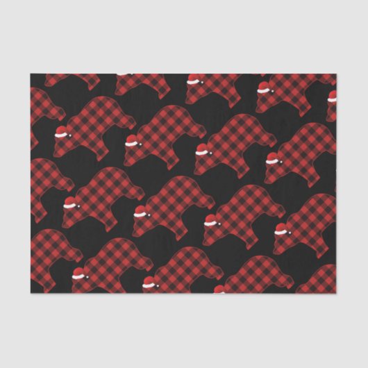 Mooi Beer Silhouette Kerstvakantie Patroon Tissuepapier (Voorkant)