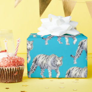 Mooi Bengaals wit tijger blauw patroon Cadeaupapier