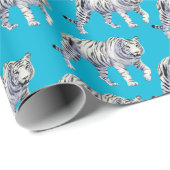 Mooi Bengaals wit tijger blauw patroon Cadeaupapier (Rol Hoek)