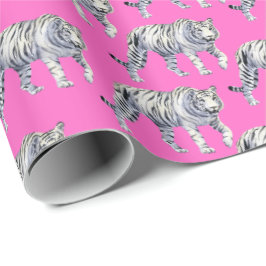 Mooi Bengaals wit tijger roze patroon Cadeaupapier