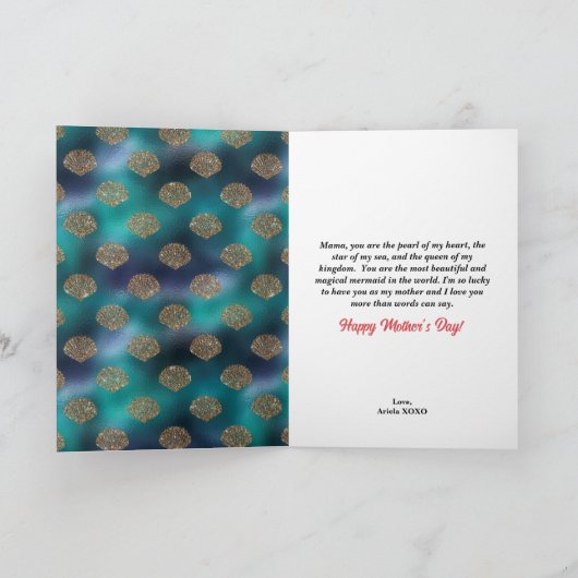 Mooi bericht voor Moederdag van zeemeermin Feestdagen Kaart (Binnen)