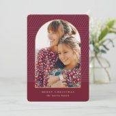 Mooi Berry Geometric Pattern Foto Kerstmis Feestdagenkaart (Staand voorkant)