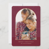 Mooi Berry Geometric Pattern Foto Kerstmis Feestdagenkaart (Voorkant)