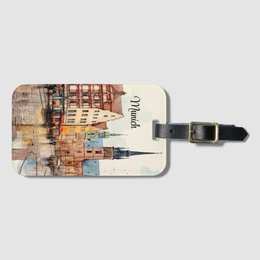 Mooi beschilderd München Bagagelabel (Voorkant (horizontaal))