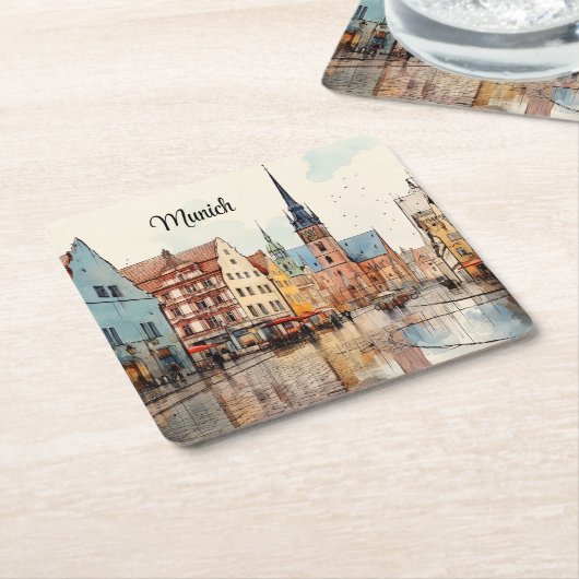 Mooi beschilderd München Kartonnen Onderzetters (Schuin)