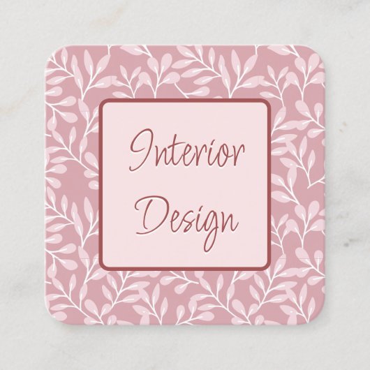 Mooi Blad Beigh Design Vierkante Visitekaartje (Voorkant)