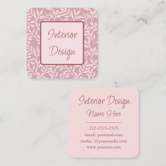 Mooi Blad Beigh Design Vierkante Visitekaartje (Voorkant / Achterkant)