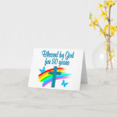 MOOI BLAUW 80E VERJAARDAG CHRISTELIJK ONTWERP KAART (Gele Bloem)