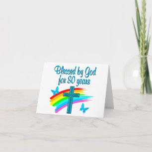 MOOI BLAUW 80E VERJAARDAG CHRISTELIJK ONTWERP KAART