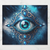 Mooi blauw Alle ogen Oogilluminati Likeurfles Etiket (Enkel label)