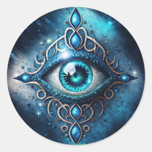 Mooi blauw Alle ogen Oogilluminati Ronde Sticker
