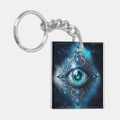 Mooi blauw Alle ogen Oogilluminati Sleutelhanger (Voorkant Links)