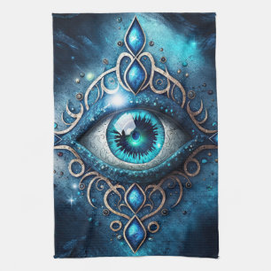 Mooi blauw Alle ogen Oogilluminati Theedoek