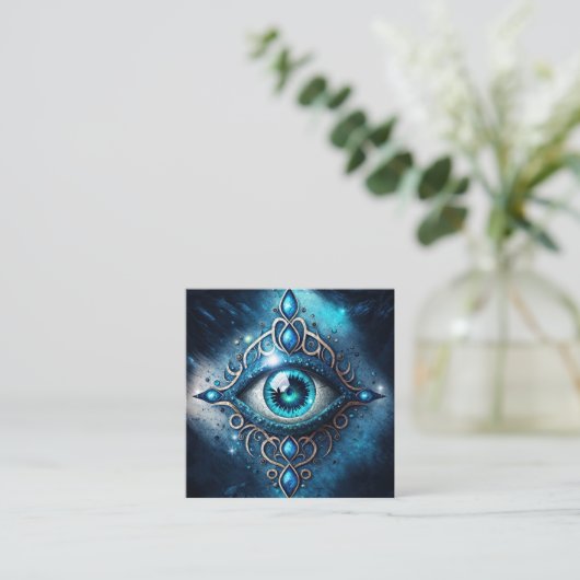Mooi blauw Alle ogen Oogilluminati Vierkante Visitekaartje (Staand voorkant)