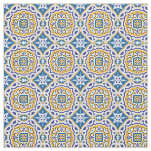 💙 Mooi blauw Azulejos 004, kleine tegelgrootte Stof