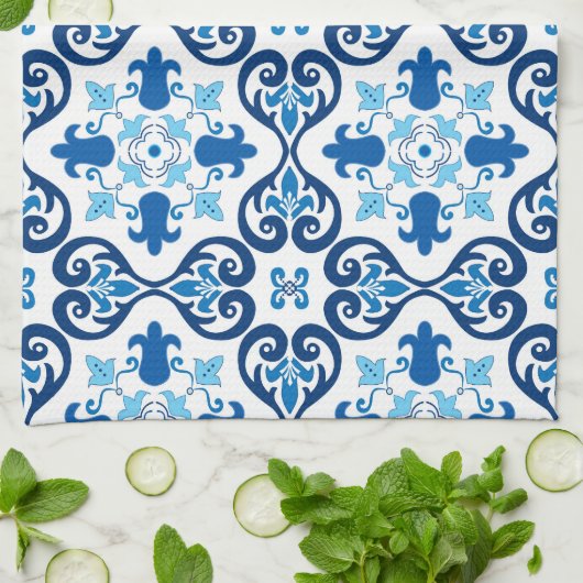 💙 Mooi blauw Azulejos III  Theedoek (Gevouwen)