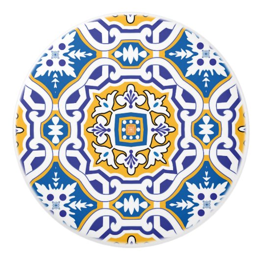 💙 Mooi blauw Azulejos IV Keramische Knop (Voorkant)